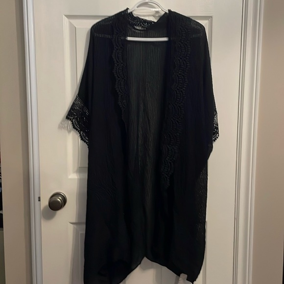 Eclipse Black Lace Edged Kimono, NWT - Picture 1 of 10